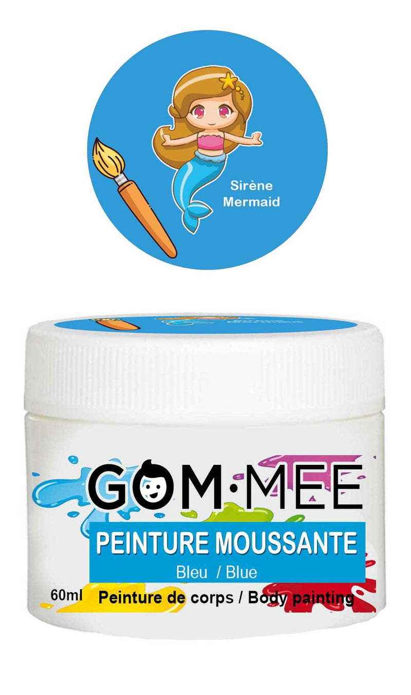 Nettoyant peinture moussante corps, Gom-mee, Sirène bleu, 60g